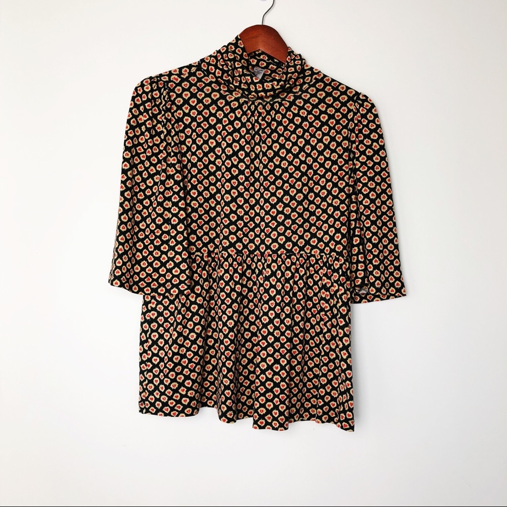 Diane von Furstenberg Silk Blend Peplum Hearts Top